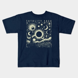 Totality 2024 // Vintage Astronomy Gift Solar Eclipse Kids T-Shirt